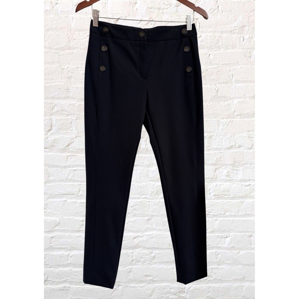Escada Pants Womens 34/XS Tega Trousers Navy Quiet Luxury Pockets Button